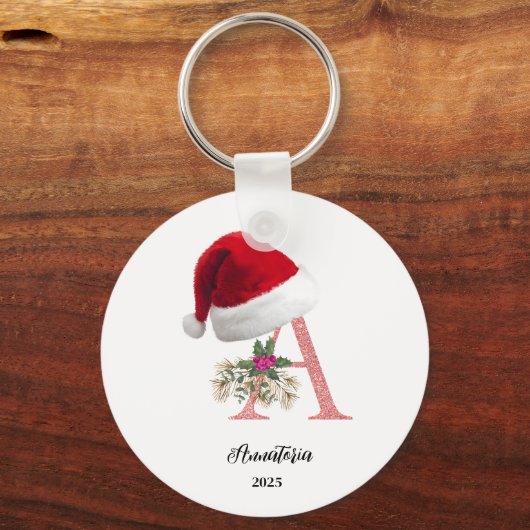 Christmas Personalized Letter Name Sleutelhanger (Voorkant)