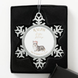 Christmas Pet Dog Corgi Sneeuwvlok ingelijst Ornam Tin Sneeuwvlok Ornament