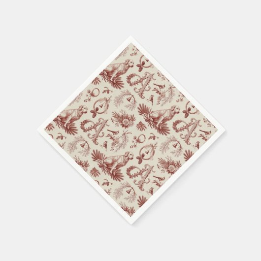 Christmas Pet Monogram A Golden Retriever Servet (Hoek)