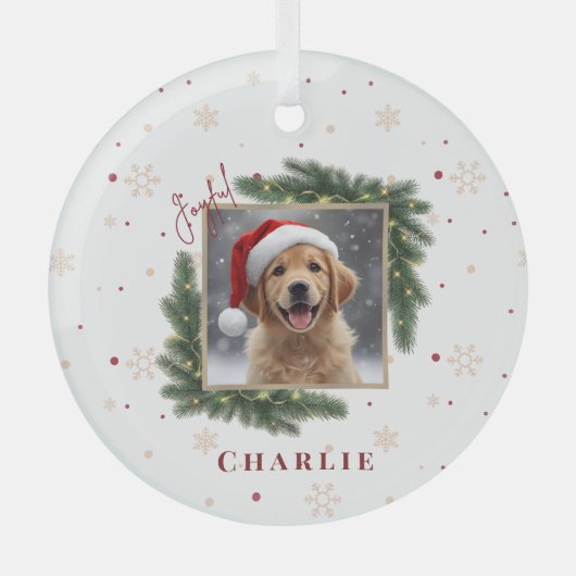 Christmas Pet Photo – Personalized Keepsake Glas Ornament (Voorkant)