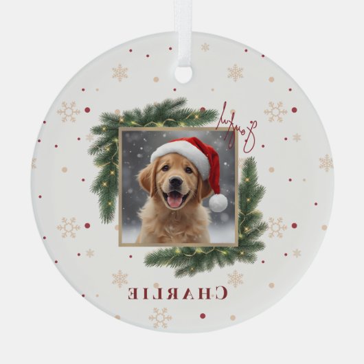 Christmas Pet Photo – Personalized Keepsake Glas Ornament (Achterkant)