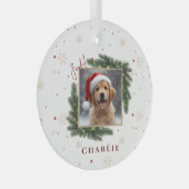 Christmas Pet Photo – Personalized Keepsake Glas Ornament (Voorkant Rechts)