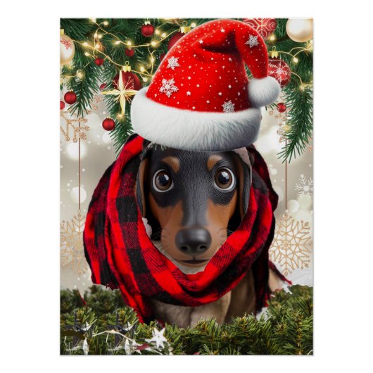 Christmas Pet Portrait from Photo  Perfect Poster (Voorkant)