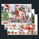 CHRISTMAS PETS Wrapping Paper Flat Sheet Set van 3<br><div class="desc">FUN CHRISTMAS WRAPPING FLAT SHEET SETDESIGNER COLLAGE OF BOERDERIJ ANIMALSHIP PETS IN SANTA HATS COOL CHRISTMAS WRAPPING with DOGS AND CATS</div>