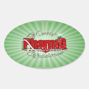CHRISTMAS PharmD Doctor in de farmacie Ovale Sticker