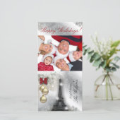 Christmas Photo Card Eiffel Tower Paris Feestdagenkaart (Staand voorkant)