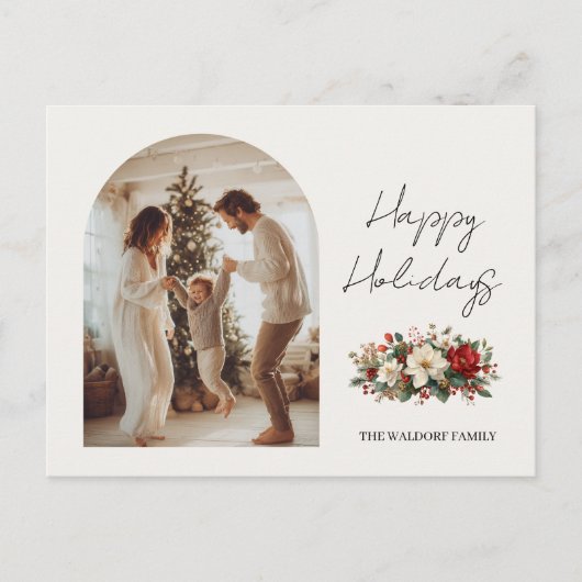 Christmas Photo Family | Custom Holiday Postcard Briefkaart (Voorkant)