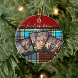CHRISTMAS PHOTO GIFT - Anderson Tartan Collage Keramisch Ornament