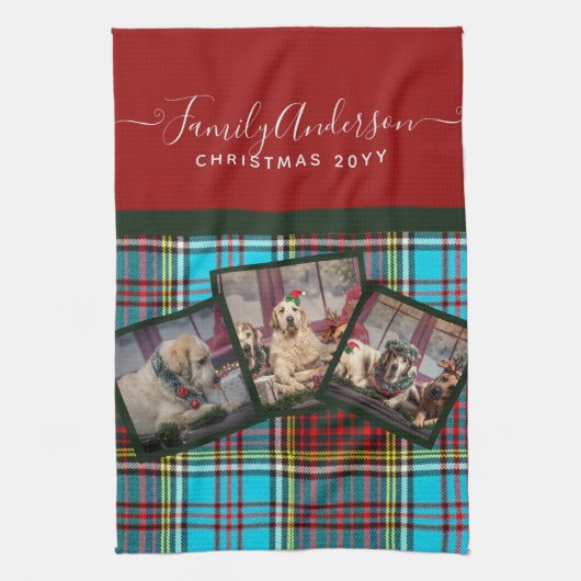 CHRISTMAS PHOTO GIFT - Anderson Tartan Collage Theedoek (Verticaal)