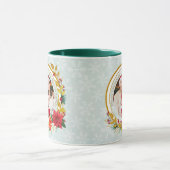 Christmas Photo - Gold Glitter Wreath Family Mok (Midden)