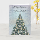 Christmas Photo Greeting Card for Mom and Dad Kaart (Gele Bloem)