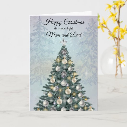Christmas Photo Greeting Card for Mom and Dad Kaart (Gele Bloem)
