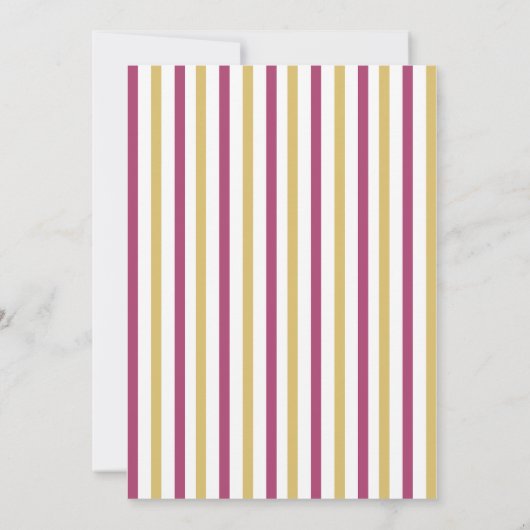 Christmas Photo Invitation • Pink Gold Striped  Kaart (Achterkant)