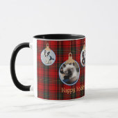Christmas PHOTO Mug, Tartan Baubles Kids Pets Mug Mok (Links)