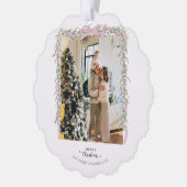 Christmas Photo Pink Bow Coquette Garland Holiday  Ornament Kaart (Links)