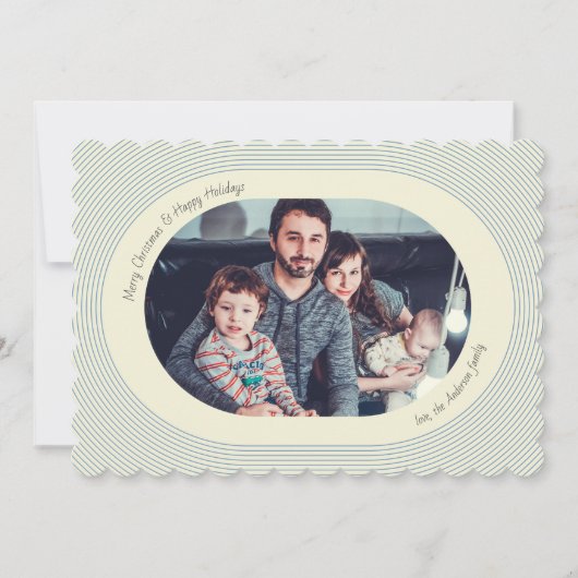 Christmas Photocard Playful Design Oval Photo Feestdagenkaart (Voorkant)