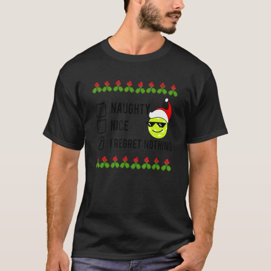 Christmas Pickleball  NAUGHTY NICE T-shirt (Voorkant)