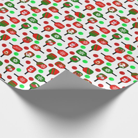 Christmas Pickleball Paddles Festive Green and Red Cadeaupapier (Hoek)