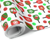 Christmas Pickleball Paddles Festive Green and Red Cadeaupapier (Rol Hoek)
