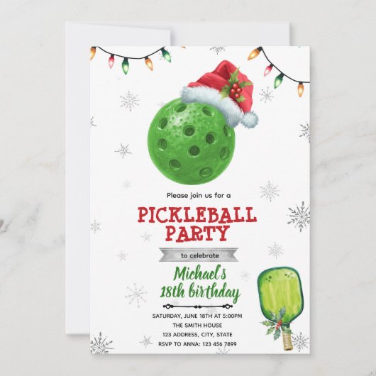 Christmas pickleball party invite kaart (Voorkant)