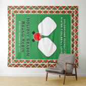 Christmas Pickleball Party Personalize Photo Booth Wandkleed (In Situ (horizontaal))