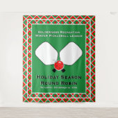 Christmas Pickleball Party Personalize Photo Booth Wandkleed (Voorkant)