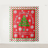 Christmas Pickleball Party Personalize Photo Wall Wandkleed (Voorkant)