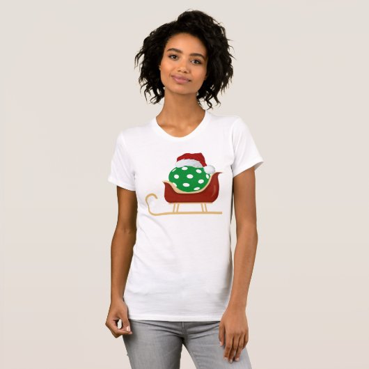 Christmas Pickleball Tshirt | slee van de kerstman (Voorkant volledig)