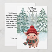 Christmas Pig Flat Holiday Card Feestdagenkaart (Voorkant / Achterkant)