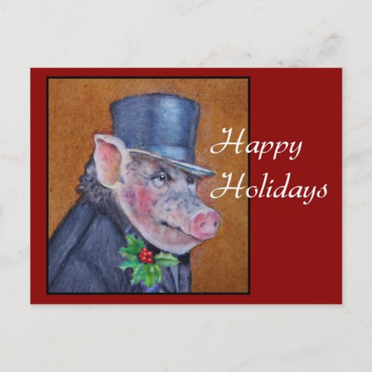 Christmas Pig Holiday Briefkaart (Voorkant)