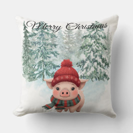 Christmas Pig Throw Pillow Kussen