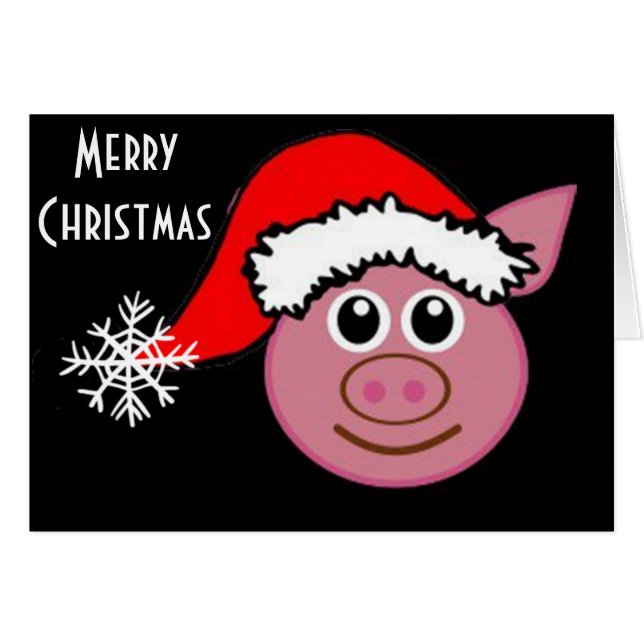 CHRISTMAS PIGGY EMOGI ZEGT "MERRY CHRISTMAS" (Voorkant Horizontaal)