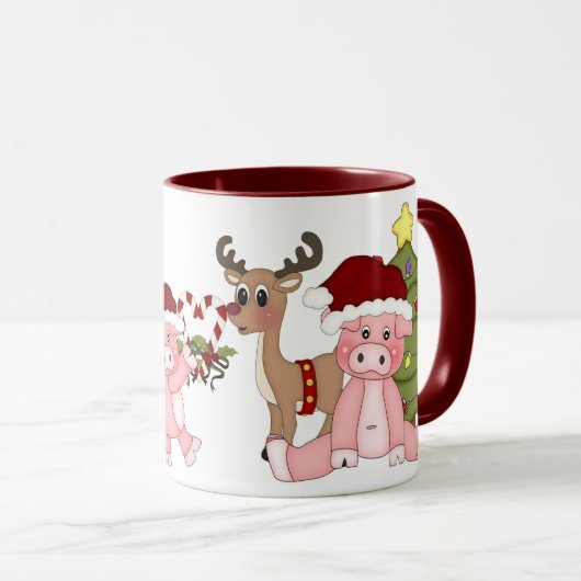 Christmas Pigs Coffee mok (Voorkant rechts)