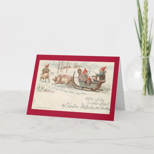 Christmas Pigs Feestdagen Kaart (Voorkant)