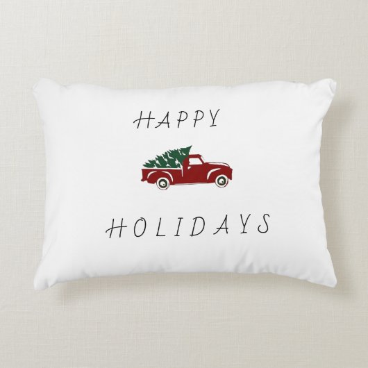 CHRISTMAS PILLOW TRUCK STYLE RED TERK ACCENT KUSSEN (Voorkant)