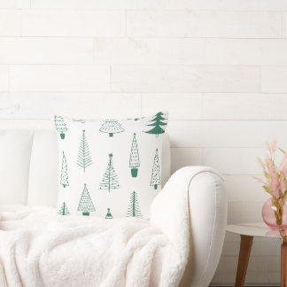 Christmas Pillow with Stylized Trees Kussen