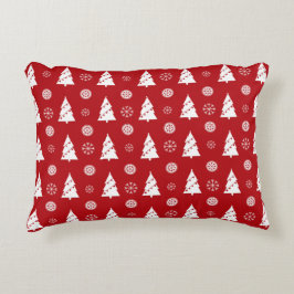 Christmas Pillow with Trees and Snowflakes Accent Kussen