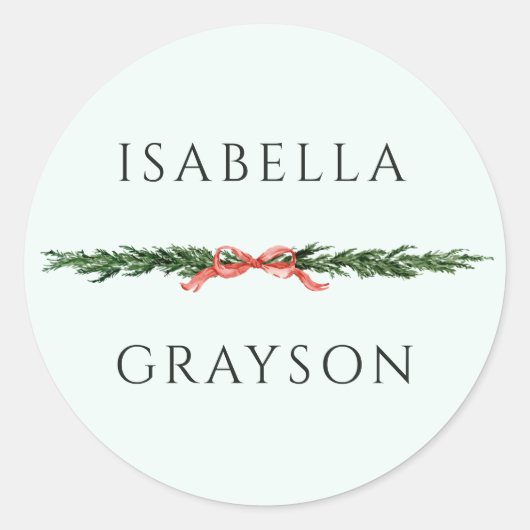 Christmas Pine Border Mint Green Ronde Sticker (Voorkant)
