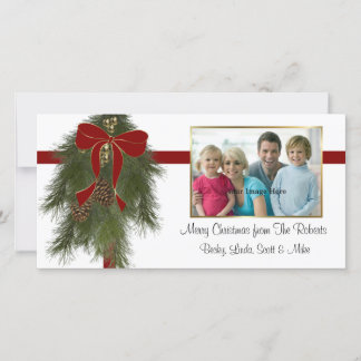 Christmas Pine Bough Fotokaart Feestdagenkaart
