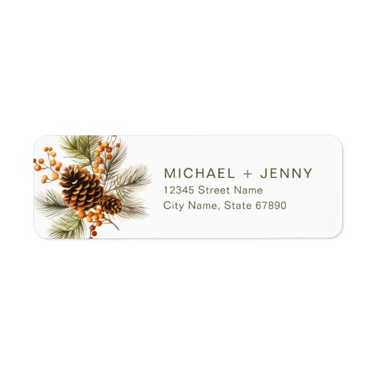 Christmas Pine Cone Retour Adreslabels Etiket (Voorkant)
