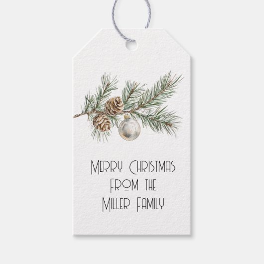 Christmas Pine Cones Branch Ornament Cadeaulabel (Voorkant)