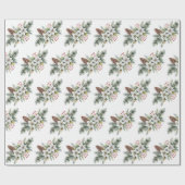 Christmas Pine Cones Branches flowers holly berry Cadeaupapier (Vlak)