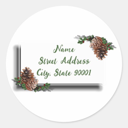 Christmas Pine Cones w/Tag Ronde Sticker (Voorkant)