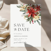Christmas Pine Floral Save The Date Uitnodiging
