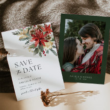 Christmas Pine Floral Save The Date Uitnodiging