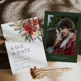Christmas Pine Floral Save The Date Uitnodiging