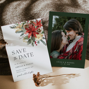 Christmas Pine Floral Save The Date Uitnodiging