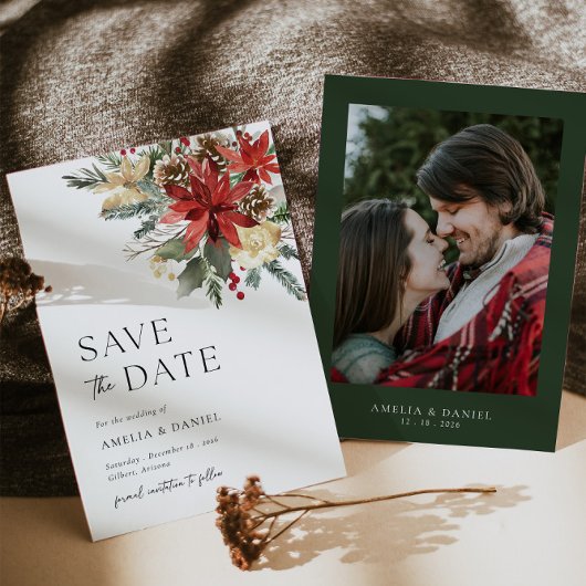 Christmas Pine Floral Save The Date Uitnodiging