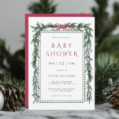 Christmas Pine Garland Girl Baby shower Kaart