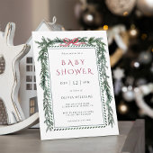 Christmas Pine Garland Girl Baby shower Kaart